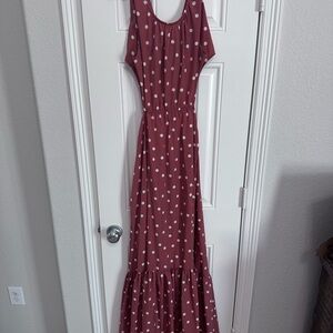 Orange Polka Dot Maxi Dress with cutout back